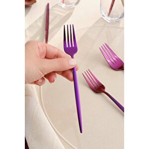 Faro 24 Parça 6 Kişilik Çatal Kaşık Bıçak Kutulu Mor