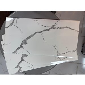 (6 Adet) Kendinden Yapışkanlı Dekoratif Esnek Köpük Beyaz Pvc Mermer Panel 60x30 (0,18 M²) Mutfak Banyo Wc