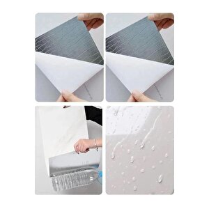 (6 Adet) Kendinden Yapışkanlı Dekoratif Esnek Köpük Beyaz Pvc Mermer Panel 60x30 (0,18 M²)cm Mutfak Banyo Wc