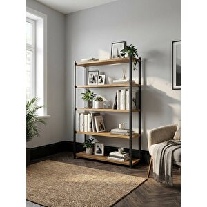 Orion 5 Raflı Metal Atlantik Çam Çok Amaçlı Kitaplık