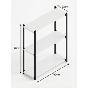 Orion 3 Raflı Metal Çok Amaçlı Kitaplık Beyaz