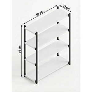 Orion 4 Raflı Metal Çok Amaçlı Kitaplık Beyaz