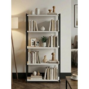 Orion 5 Raflı Metal Çok Amaçlı Kitaplık Beyaz