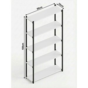 Orion 5 Raflı Metal Çok Amaçlı Kitaplık Beyaz