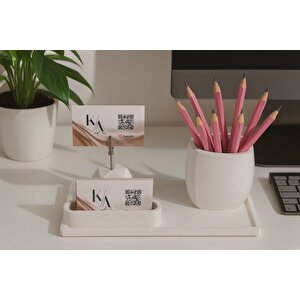 Beton Ofis Seti Masa Üstü Organizer