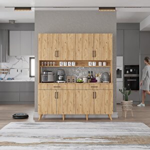 Kahve Köşesi Çok Amaçlı Mutfak Dolabı Çam M.d.m_3_140cm