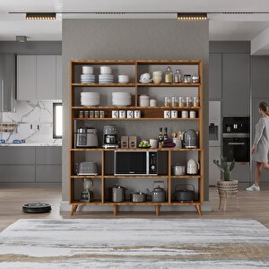 Kahve Köşesi Çok Amaçlı Mutfak Dolabı Ceviz&beyaz M.d.t_9_140cm 140 cm