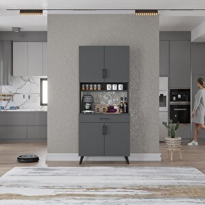 Kahve Köşesi Çok Amaçlı Mutfak Dolabı Antrasit M.i.l_2_70cm 70 cm