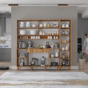 Kahve Köşesi Çok Amaçlı Mutfak Dolabı Ceviz M.b.i_5_175cm 175 cm