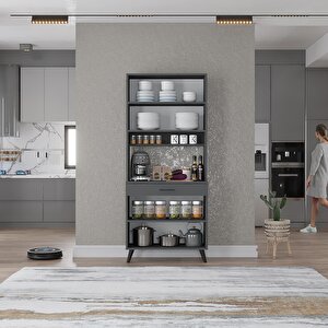 Kahve Köşesi Çok Amaçlı Mutfak Dolabı Antrasit M.i.l_2_870cm 80 cm