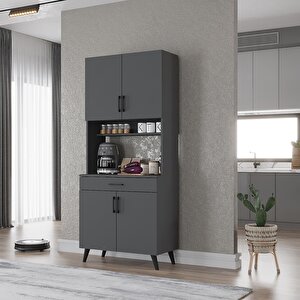 Kahve Köşesi Çok Amaçlı Mutfak Dolabı Antrasit M.i.l_2_870cm 80 cm
