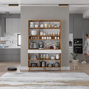 Kahve Köşesi Çok Amaçlı Mutfak Dolabı Ceviz&beyaz M.u.l_9_105cm 105 cm
