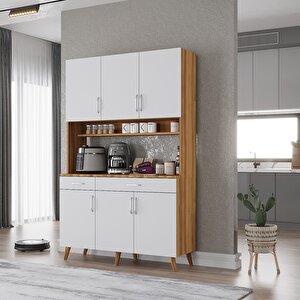 Kahve Köşesi Çok Amaçlı Mutfak Dolabı Ceviz&beyaz M.u.l_9_105cm 105 cm