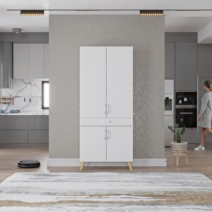 Kahve Köşesi Çok Amaçlı Mutfak Dolabı Meşe&beyaz M.i.b_8_70cm 70 cm