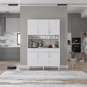 Kahve Köşesi Çok Amaçlı Mutfak Dolabı Beyaz M.u.l_1_120cm 120 cm