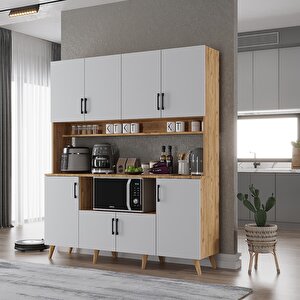 Kahve Köşesi Çok Amaçlı Mutfak Dolabı Çam&beyaz M.d.t_7_160cm 160 cm
