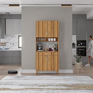 Kahve Köşesi Çok Amaçlı Mutfak Dolabı Ceviz M.i.l_5_80cm 80 cm