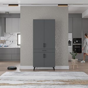 Kahve Köşesi Çok Amaçlı Mutfak Dolabı Antrasit M.i.b_2_80cm 80 cm