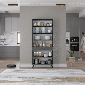 Kahve Köşesi Çok Amaçlı Mutfak Dolabı Antrasit M.i.b_2_80cm 80 cm