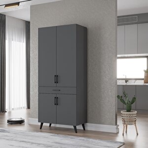 Kahve Köşesi Çok Amaçlı Mutfak Dolabı Antrasit M.i.b_2_80cm 80 cm