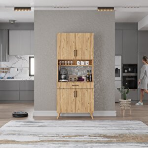 Kahve Köşesi Çok Amaçlı Mutfak Dolabı Çam M.i.l_3_80cm 80 cm