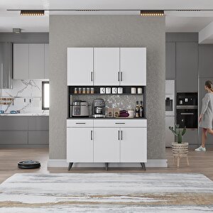 Kahve Köşesi Çok Amaçlı Mutfak Dolabı Antrasit&beyaz M.u.l_6_105cm 105 cm