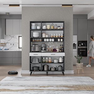 Kahve Köşesi Çok Amaçlı Mutfak Dolabı Antrasit&beyaz M.u.l_6_105cm 105 cm