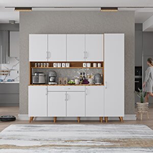 Kahve Köşesi Çok Amaçlı Mutfak Dolabı Ceviz&beyaz M.b.i_9_175cm 175 cm