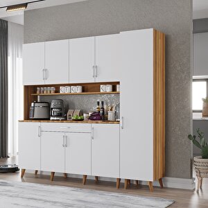 Kahve Köşesi Çok Amaçlı Mutfak Dolabı Ceviz&beyaz M.b.i_9_175cm 175 cm