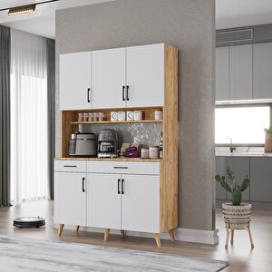Kahve Köşesi Çok Amaçlı Mutfak Dolabı Çam&beyaz M.u.l_7_105cm 105 cm
