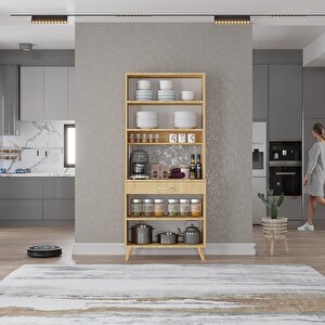 Kahve Köşesi Çok Amaçlı Mutfak Dolabı Meşe M.i.l_4_80cm 80 cm