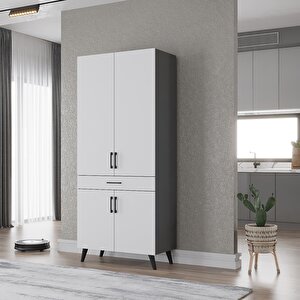 Kahve Köşesi Çok Amaçlı Mutfak Dolabı Antrasit&beyaz M.i.b_6_80cm 80 cm