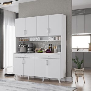 Kahve Köşesi Çok Amaçlı Mutfak Dolabı Beyaz M.d.m_1_140cm 140 cm