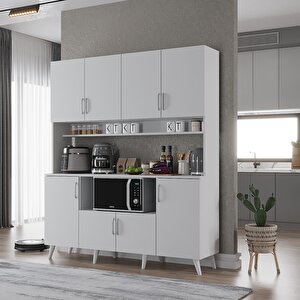 Kahve Köşesi Çok Amaçlı Mutfak Dolabı Beyaz M.d.t_1_140cm 140 cm
