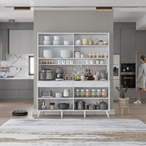 Kahve Köşesi Çok Amaçlı Mutfak Dolabı Beyaz M.d.m_1_160cm 160 cm