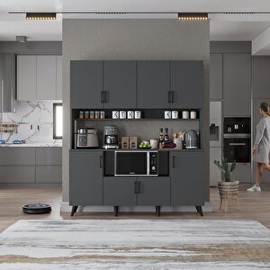 Kahve Köşesi Çok Amaçlı Mutfak Dolabı Antrasit M.d.t_2_160cm 160 cm