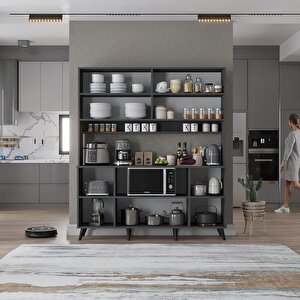 Kahve Köşesi Çok Amaçlı Mutfak Dolabı Antrasit M.d.t_2_160cm 160 cm