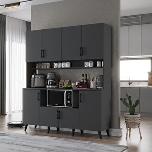 Kahve Köşesi Çok Amaçlı Mutfak Dolabı Antrasit M.d.t_2_160cm 160 cm
