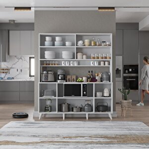 Kahve Köşesi Çok Amaçlı Mutfak Dolabı Beyaz M.d.t_1_160cm 160 cm