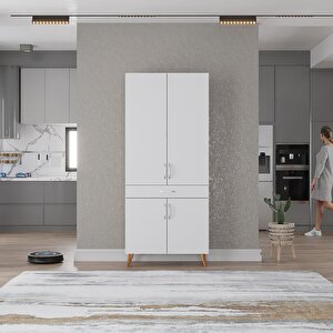 Kahve Köşesi Çok Amaçlı Mutfak Dolabı Ceviz&beyaz M.i.b_9_80cm 80 cm