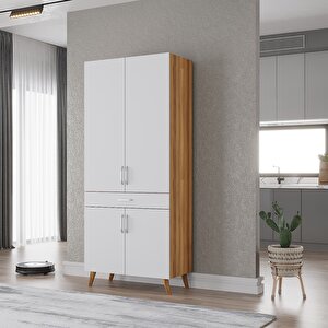 Kahve Köşesi Çok Amaçlı Mutfak Dolabı Ceviz&beyaz M.i.b_9_80cm 80 cm