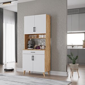 Kahve Köşesi Çok Amaçlı Mutfak Dolabı Çam&beyaz M.i.l_7_80cm 80 cm