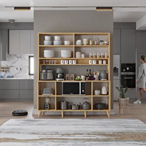 Kahve Köşesi Çok Amaçlı Mutfak Dolabı Meşe M.d.t_4_160cm 160 cm