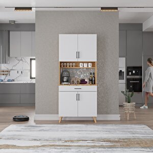Kahve Köşesi Çok Amaçlı Mutfak Dolabı Çam&beyaz M.i.l_7_70cm 70 cm