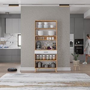 Kahve Köşesi Çok Amaçlı Mutfak Dolabı Çam&beyaz M.i.l_7_70cm 70 cm