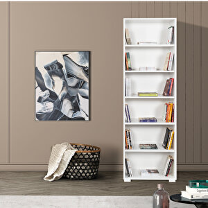 8124 Evm Kitaplık , 6 Bölmeli , 5 Raflı , Beyaz , Ofis , Çalışma Odası , Salon