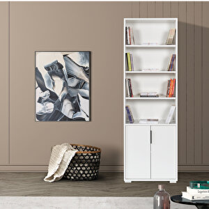 8104 Evm Kitaplık , 2 Kapaklı , 6 Bölmeli , 5 Raflı , Beyaz , Ofis , Çalışma Odası , Vitrin