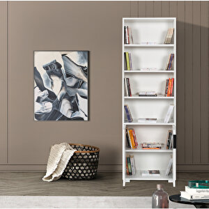 8104 Evm Kitaplık , 2 Kapaklı , 6 Bölmeli , 5 Raflı , Beyaz , Ofis , Çalışma Odası , Vitrin