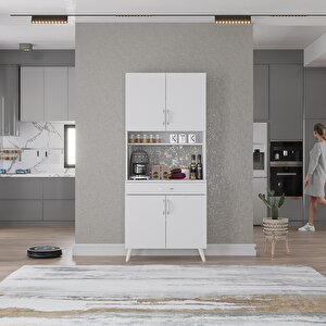 Kahve Köşesi Çok Amaçlı Mutfak Dolabı Beyaz M.i.l_1_80cm 80 cm