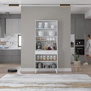 Kahve Köşesi Çok Amaçlı Mutfak Dolabı Beyaz M.i.l_1_80cm 80 cm